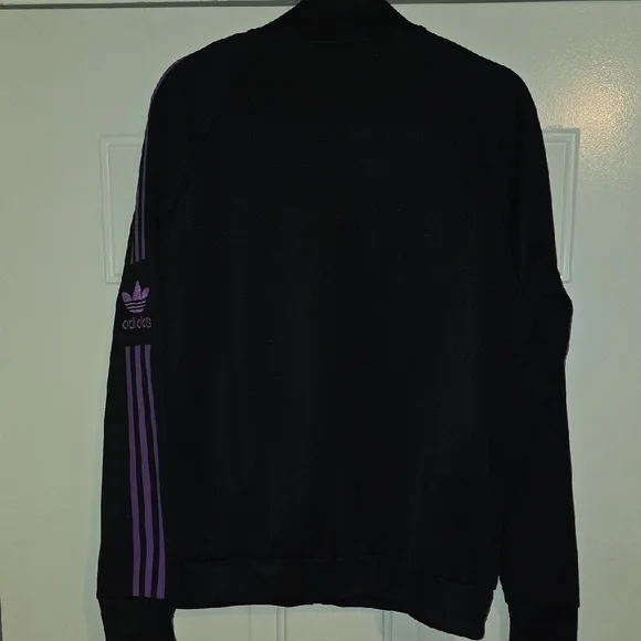 Adidas Women's Black Jacket with Purple Stripes - Picture 3 of 3